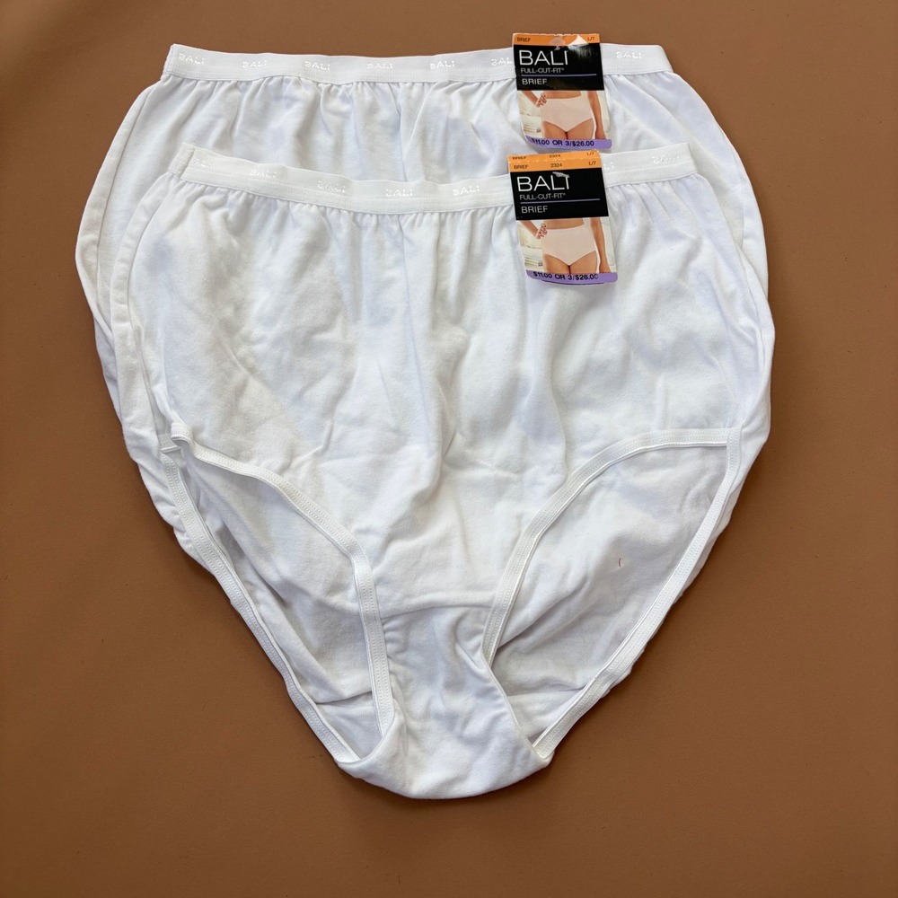Set of 2 Bali Full Cut Fit Brief Panty White L7 2324‎ Women's Underwear New